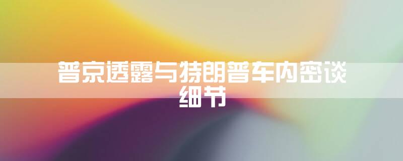 普京透露与特朗普车内密谈细节