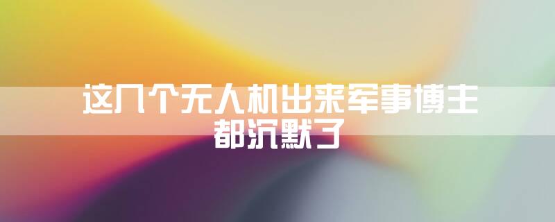 这几个无人机出来军事博主都沉默了